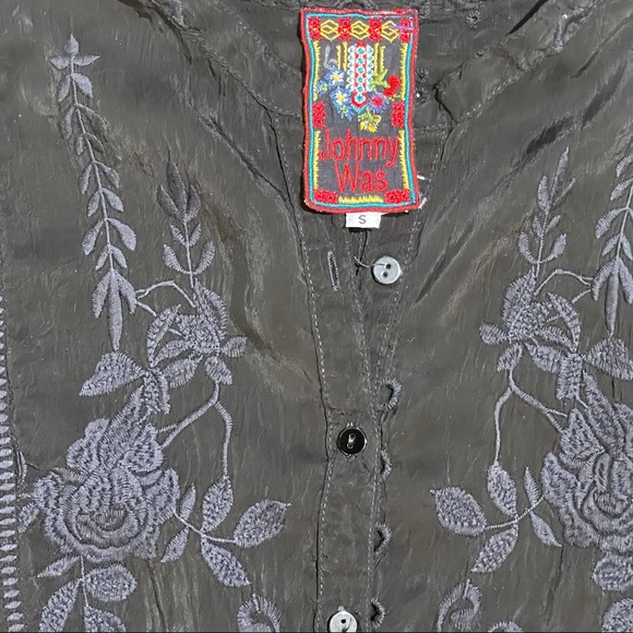 Johnny Was Eyelet embroidered blouse - black - Picture 4 of 7